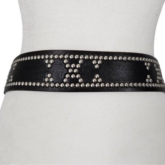 Banana Republic Studded Genuine Leather Wide Belt Size: S Color: Black - Picture 3 of 13